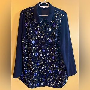 JM Collection Floral Button Up